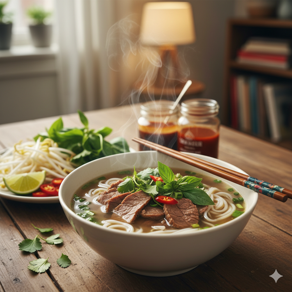 ハノイの味を再現！自宅で楽しむベトナムフォーのガイド 透き通ったスープに白い米粉麺、ライムとパクチーが香る清涼感あふれる一杯